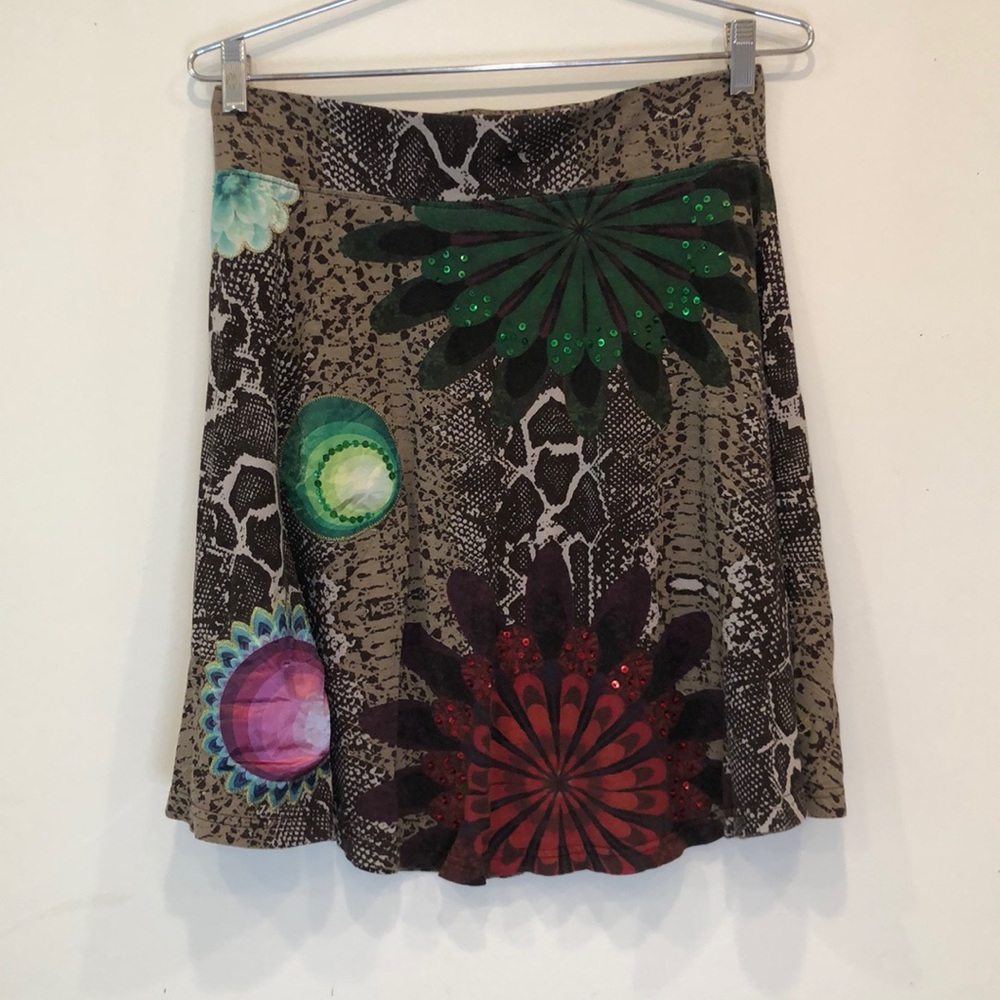 Desigual Snake Print Skater Skirt